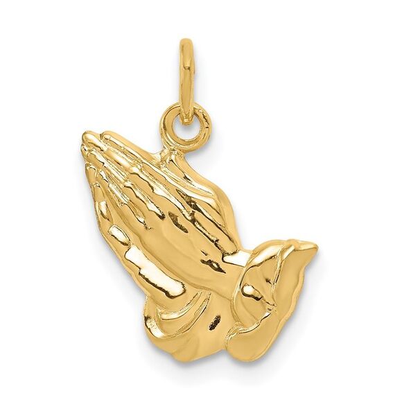 14k Yellow Gold Praying Hands Charm